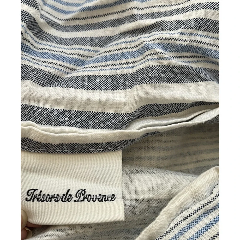 Tresors de Provence Blue Striped Linen Blend Pillow Shams 21